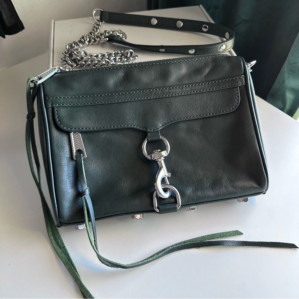 NWOT Rebecca Minkoff Mini MAC Dark Green Leather Crossbody Purse